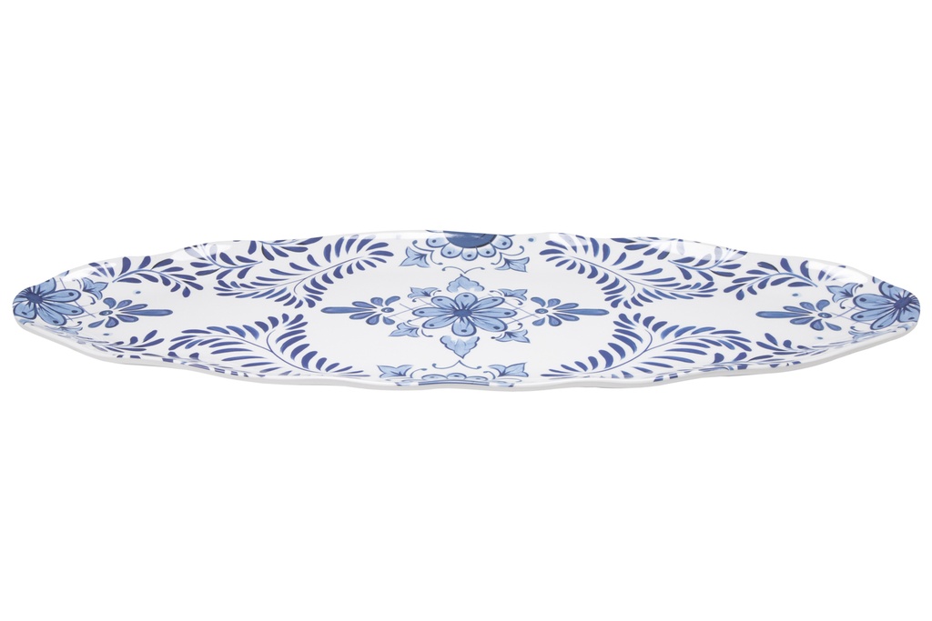 Bandeja melamina ovalada dibujo azul 60×25